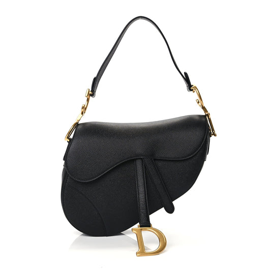 Christian Dior Grained Calfskin Saddle Bag Black Rovelle Bags