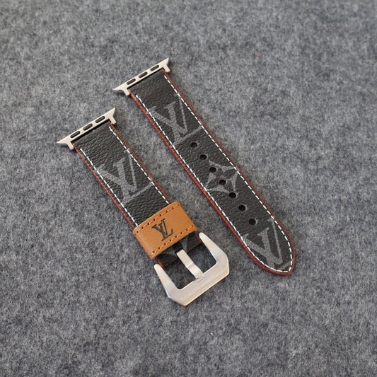 Apple Watch Band Designer Leather Black Monogram Shop