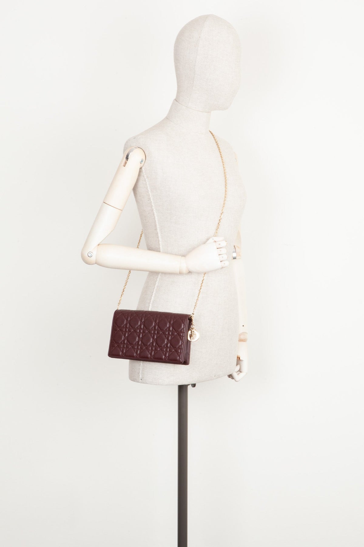 Christian Dior Lady Dior Pouch Cannage Eggplant Rovelle Bags