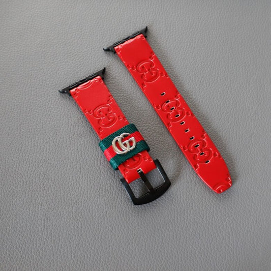 Luxury Leather Apple Watch Band Wrist Strap / Red Shop