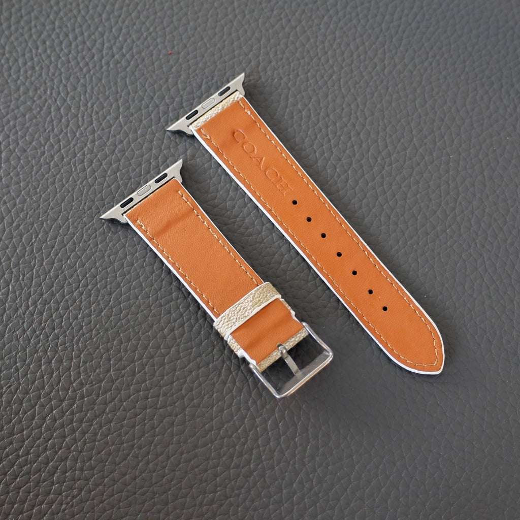 Coach Band Apple Watch Light Beige Leather Shop