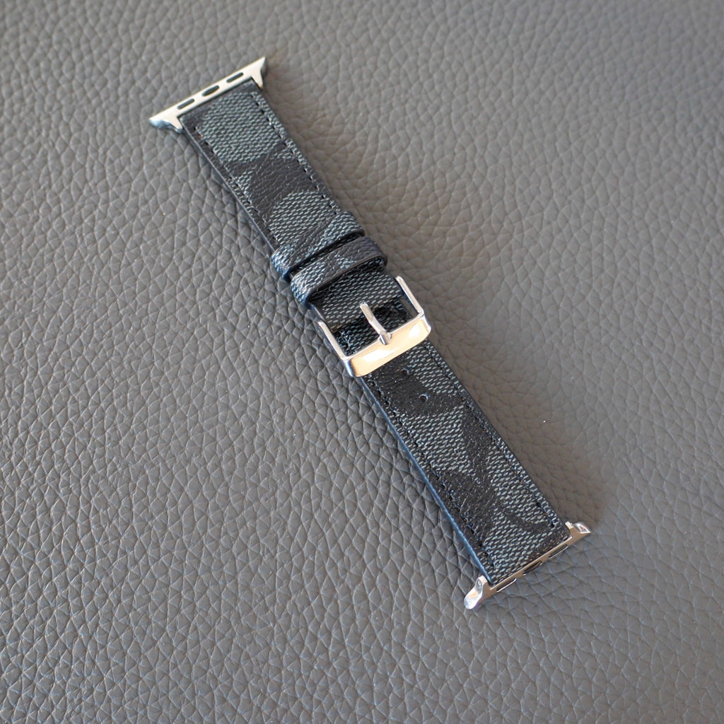 Coach Band for Apple Watch Black Pattern Leather Shop