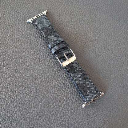 Coach Band for Apple Watch Black Pattern Leather Shop