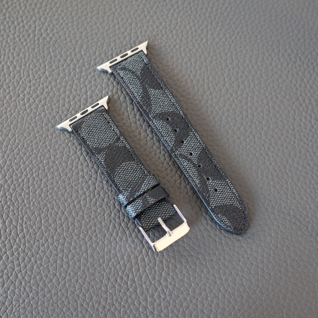 Coach Band for Apple Watch Black Pattern Leather Shop