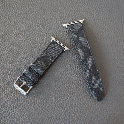 Coach Band for Apple Watch Black Pattern Leather Shop