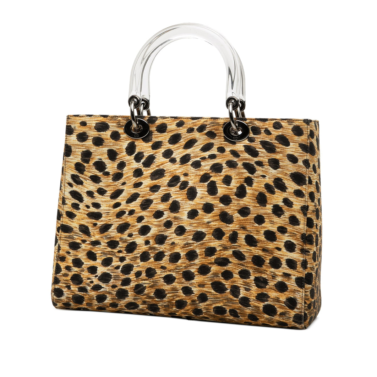 Brown Dior Large Canvas Leopard Print Lady Dior Satchel Rovelle Bags