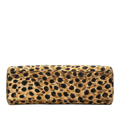 Brown Dior Large Canvas Leopard Print Lady Dior Satchel Rovelle Bags