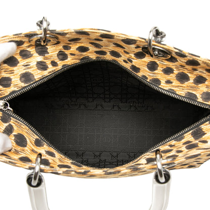 Brown Dior Large Canvas Leopard Print Lady Dior Satchel Rovelle Bags