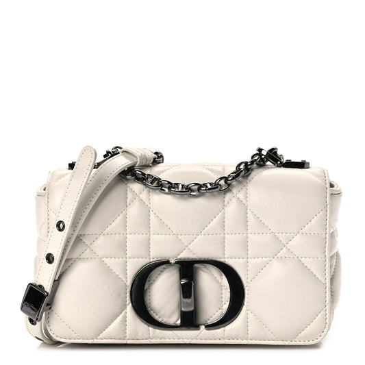 Christian Dior Calfskin Macrocannage Small Dior Caro Bag Ivory Rovelle Bags