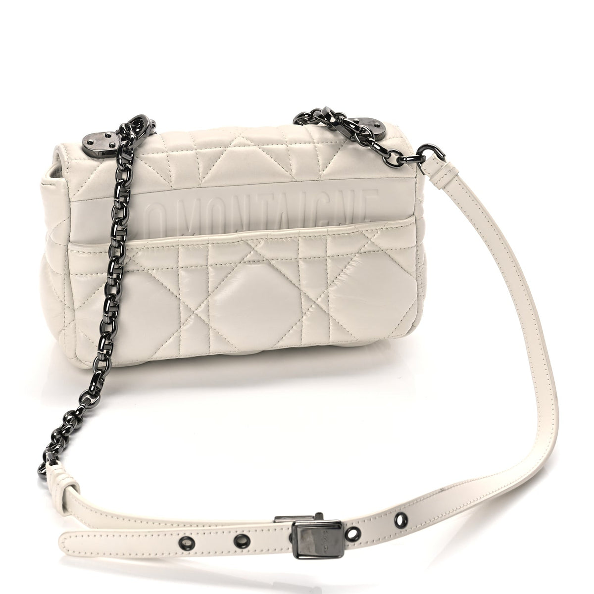 Christian Dior Calfskin Macrocannage Small Dior Caro Bag Ivory Rovelle Bags