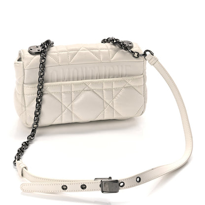 Christian Dior Calfskin Macrocannage Small Dior Caro Bag Ivory Rovelle Bags