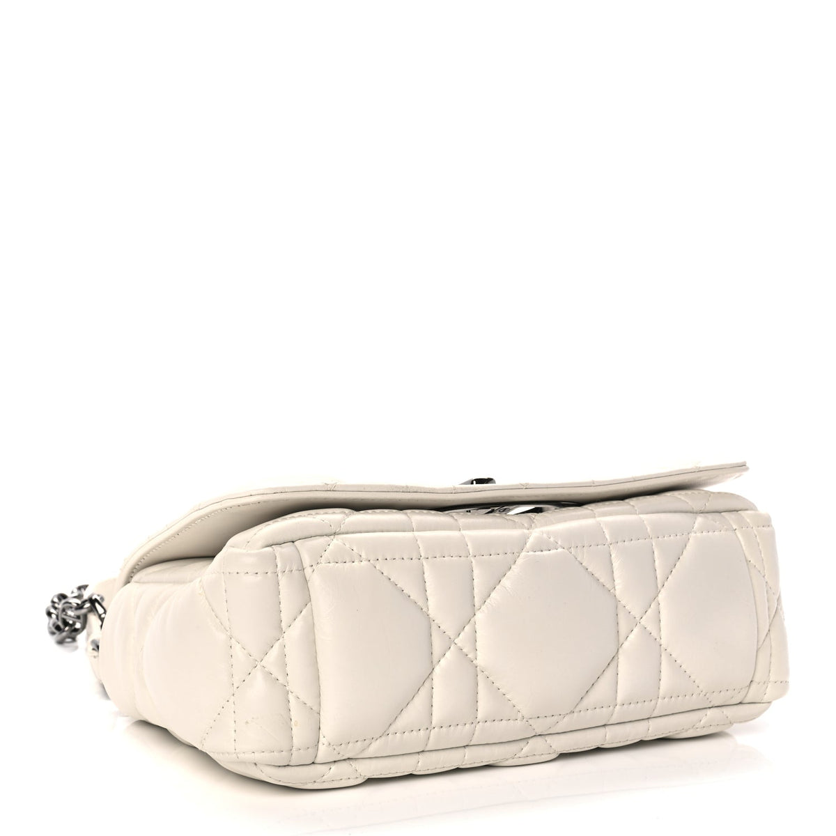 Christian Dior Calfskin Macrocannage Small Dior Caro Bag Ivory Rovelle Bags