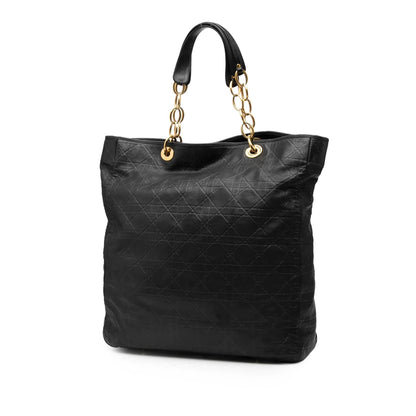 Black Dior Large Lambskin Cannage Lady Dior Soft Shopping Tote Rovelle Bags