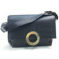 CELINE Handbag leather Black x Gold Metal vintage Circle logo Women