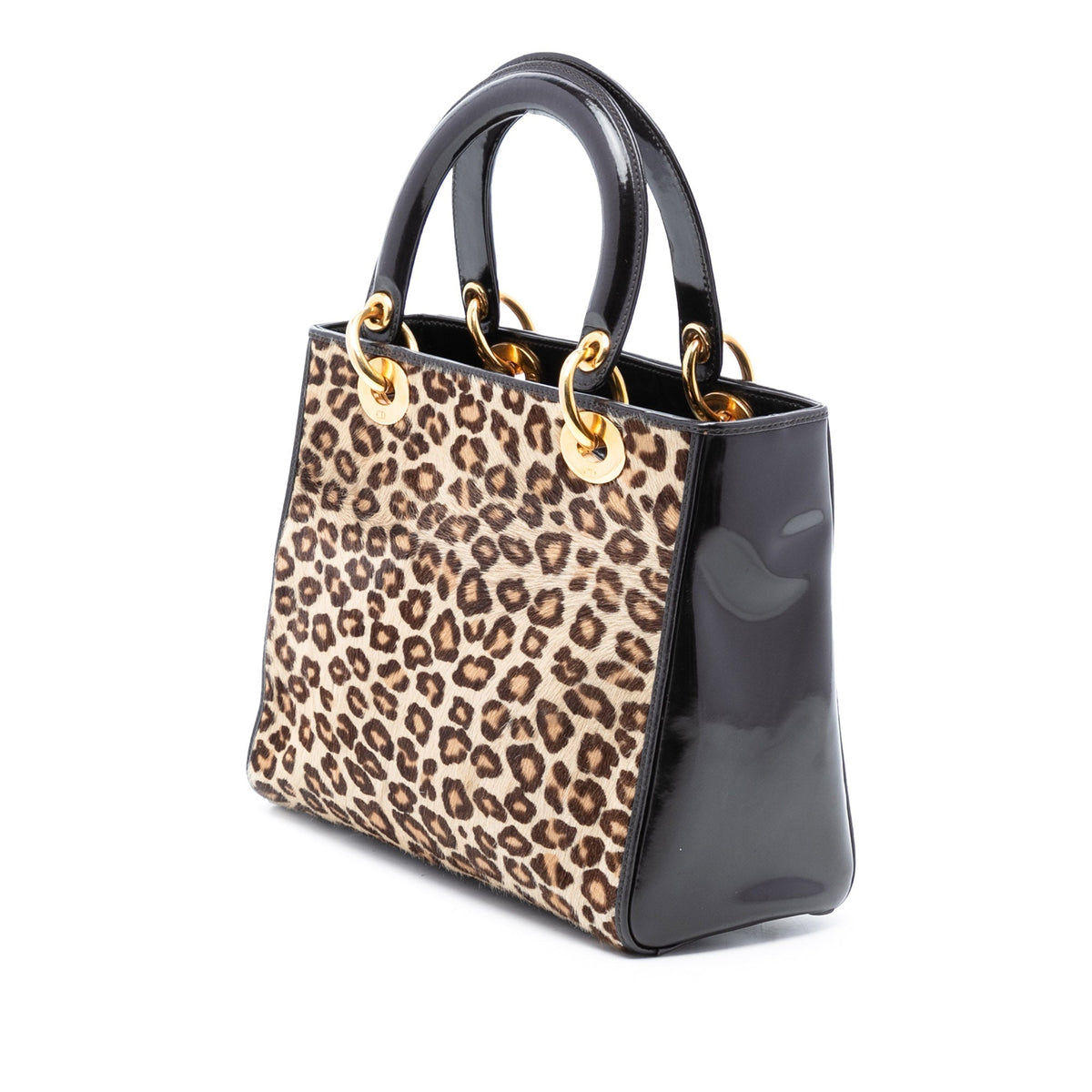 Brown Dior Medium Pony Hair Leopard Print Lady Dior Satchel Rovelle Bags
