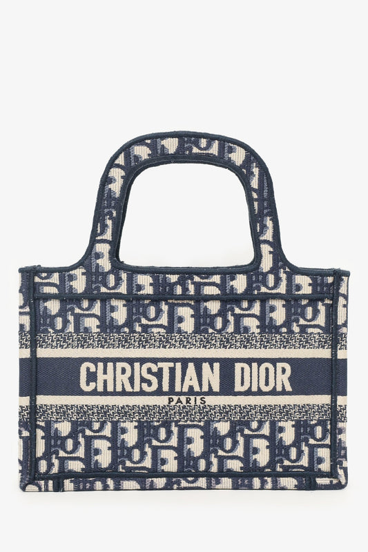Christian Dior 2020 Navy Oblique Mini Book Tote Rovelle Bags