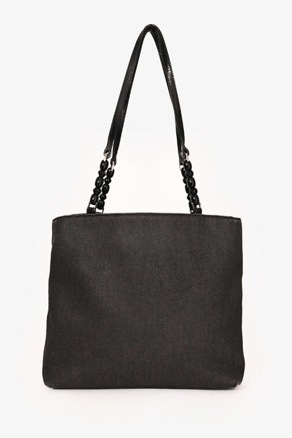 Christian Dior 2001 Grey Denim Maris Pearl Tote Rovelle Bags