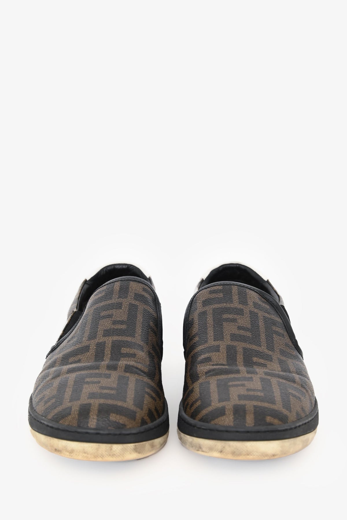 Fendi Brown Zucca Leather Sneakers Size 10 Mens Rovelle Bags