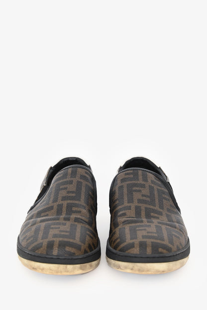 Fendi Brown Zucca Leather Sneakers Size 10 Mens Rovelle Bags