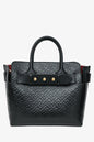 Burberry Black Leather TB Monogram Embossed Tote With Strap