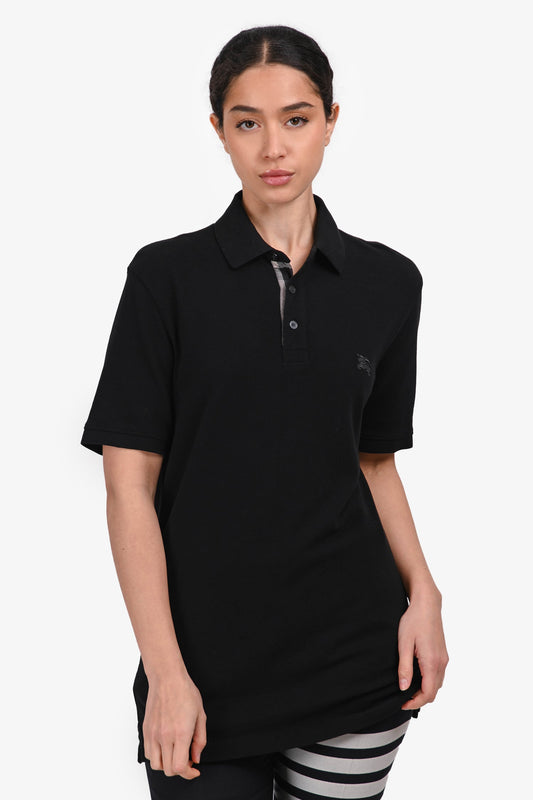 Burberry Brit Black Logo Embroidered Polo Shirt Size S