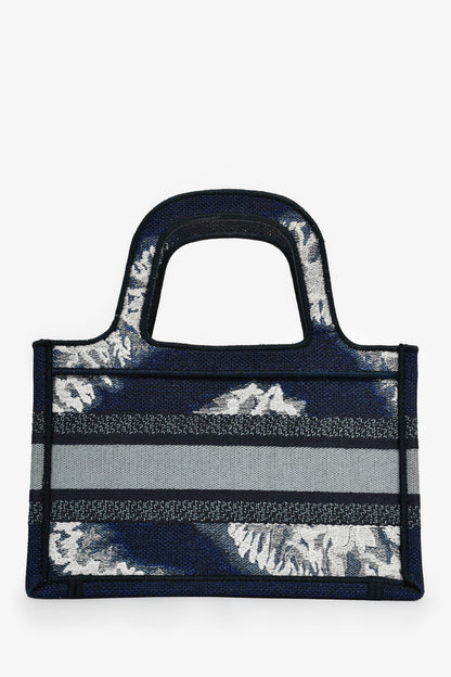 Christian Dior Blue Embroidered Canvas Tie-Dye Mini Book Tote Rovelle Bags