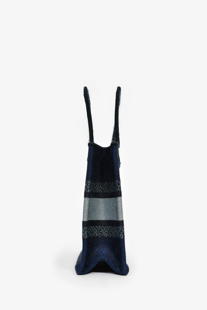Christian Dior Blue Embroidered Canvas Tie-Dye Mini Book Tote Rovelle Bags