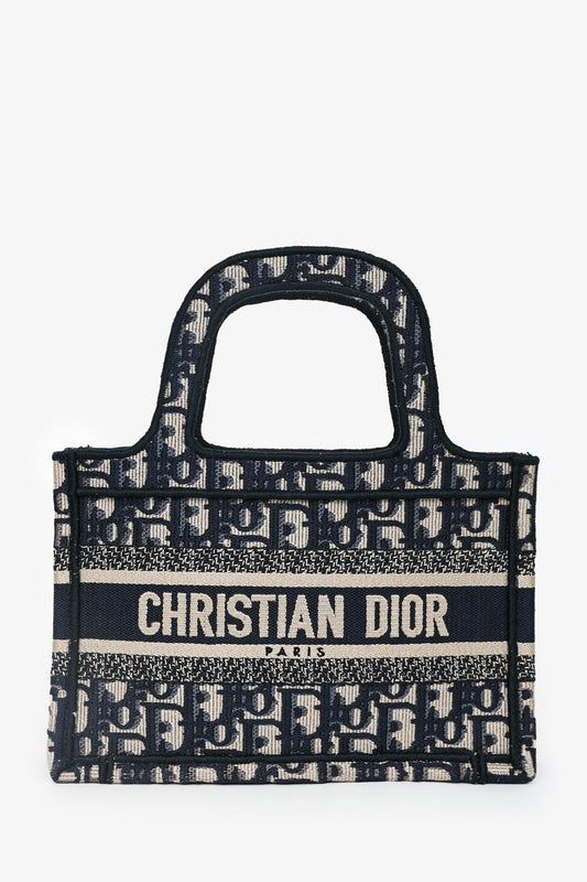 Christian Dior 2019 Navy Oblique Mini Book Tote Rovelle Bags
