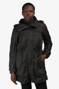 Burberry Black Nylon Cinch Waist Trench Coat Size 10