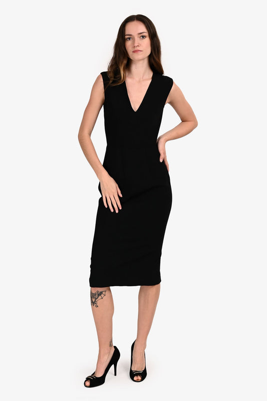 Burberry Black V-Neck Sleeveless Dress Size 4