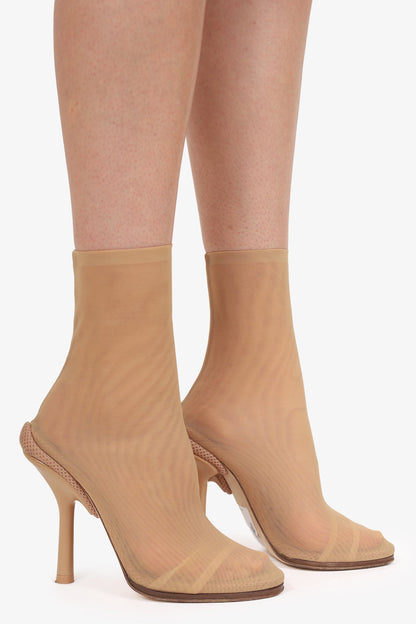 Burberry Tan Mesh 110mm Ankle Boots Size 39