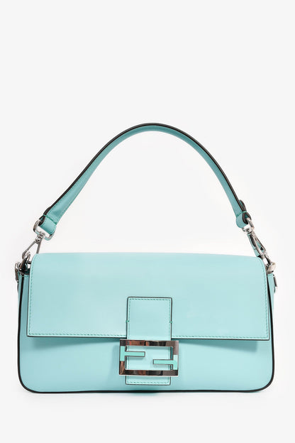 Fendi x Tiffany & Co. Limited Edition 2022 'Tiffany Blue' Leather Baguette Shoulder Bag with Strap Rovelle Bags