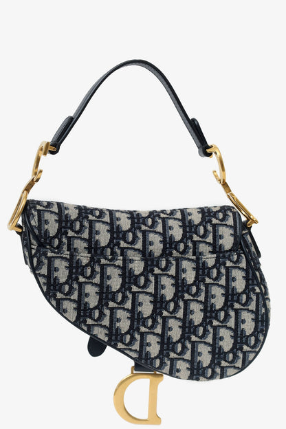 Christian Dior 2019 Blue Oblique Jacquard Mini Saddle Bag With Strap Rovelle Bags