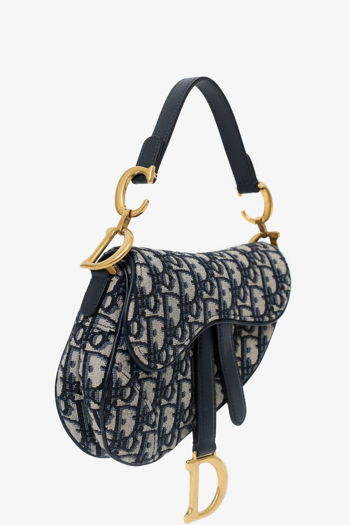 Christian Dior 2019 Blue Oblique Jacquard Mini Saddle Bag With Strap Rovelle Bags