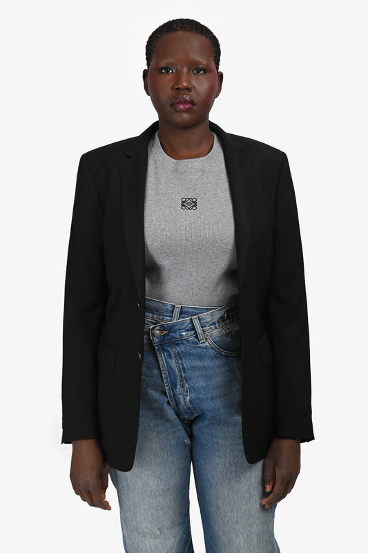 Burberry Black Wool Single Breasted Blazer Size 46S