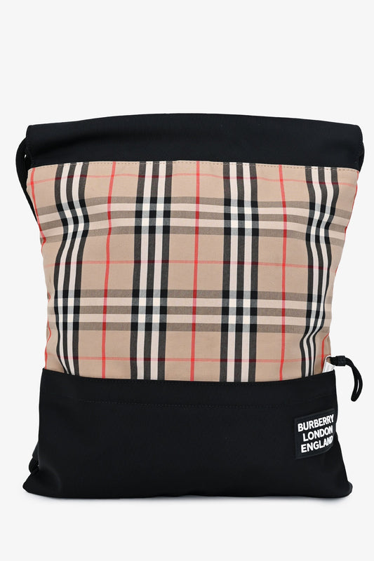 Burberry Black/Check Drawstring Backpack