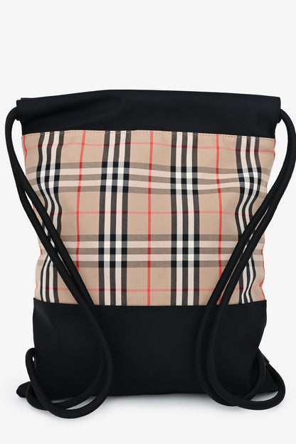 Burberry Black/Check Drawstring Backpack