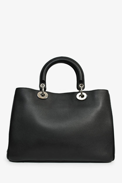 Christian Dior 2015 Black Leather 'Paradise' Diorissimo Medium Top Handle Bag Rovelle Bags