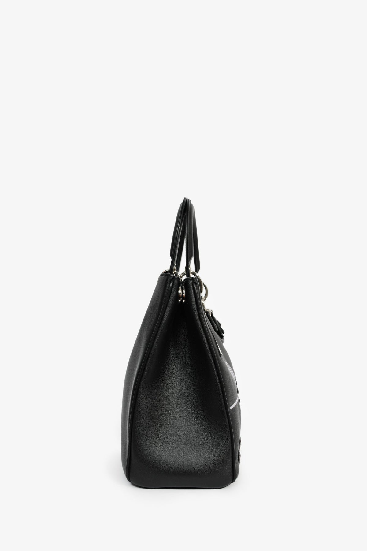 Christian Dior 2015 Black Leather 'Paradise' Diorissimo Medium Top Handle Bag Rovelle Bags
