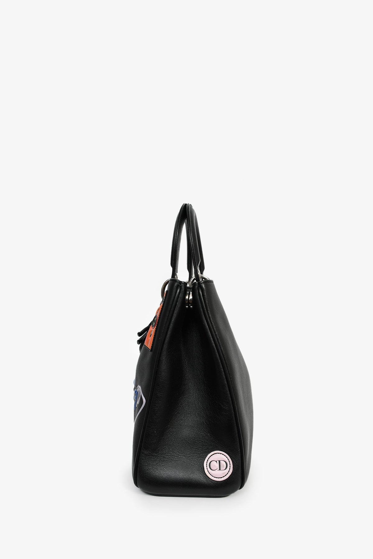 Christian Dior 2015 Black Leather 'Paradise' Diorissimo Medium Top Handle Bag Rovelle Bags