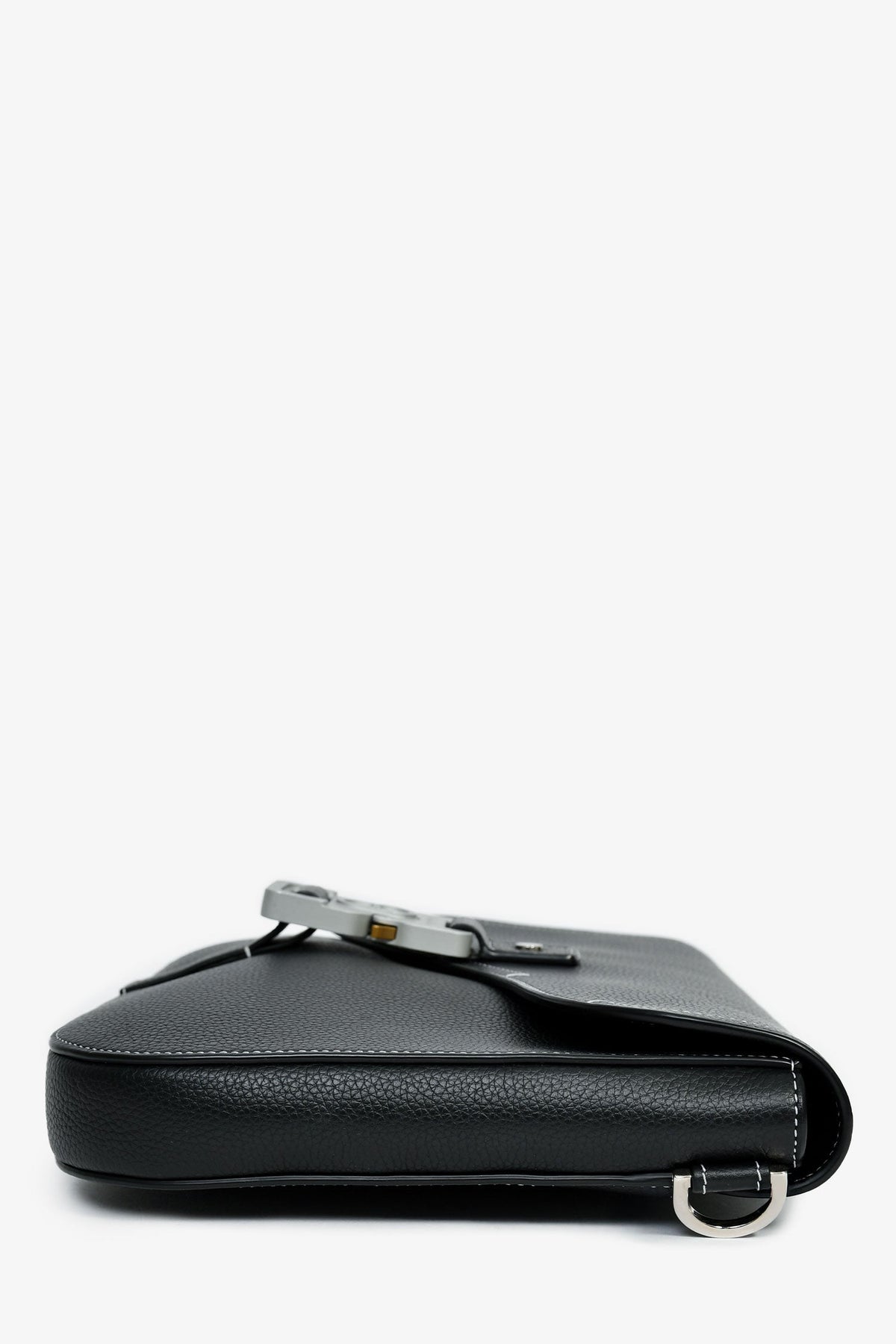 Christian Dior Black Grained Leather Saddle Pouch Mens Rovelle Bags