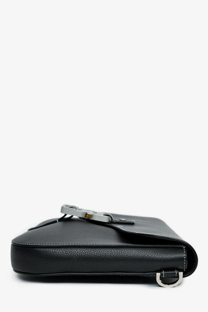 Christian Dior Black Grained Leather Saddle Pouch Mens Rovelle Bags