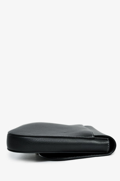 Christian Dior Black Grained Leather Saddle Pouch Mens Rovelle Bags
