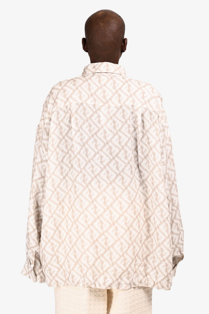 Fendi 2022 White/Beige Graphic Linen V-Neck Pocket Blo Size 42 w/ Tags Rovelle Bags