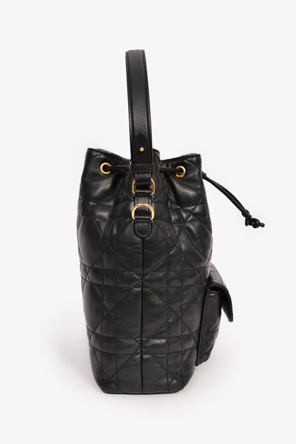 Christian Dior Black Cannage Leather 'Caro' Small Bucket Bag Rovelle Bags