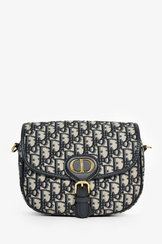 Christian Dior Navy Blue Oblique Jacquard Medium 'Bobby' Crossbody Bag Rovelle Bags