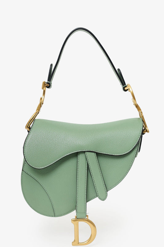 Christian Dior 2020 Green Leather Mini Saddle Bag Rovelle Bags