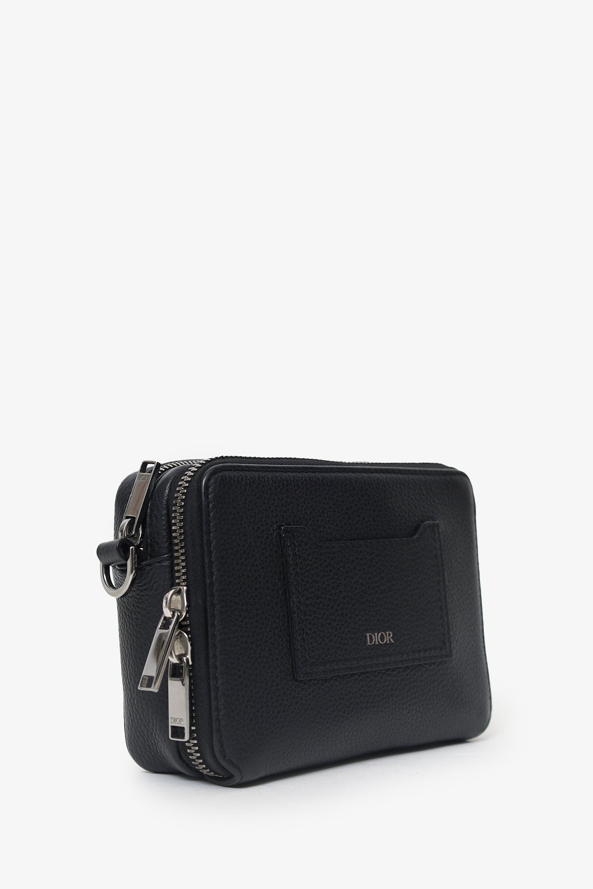 Christian Dior 2019 Black Grained Calfskin Double Zip Crossbody Rovelle Bags