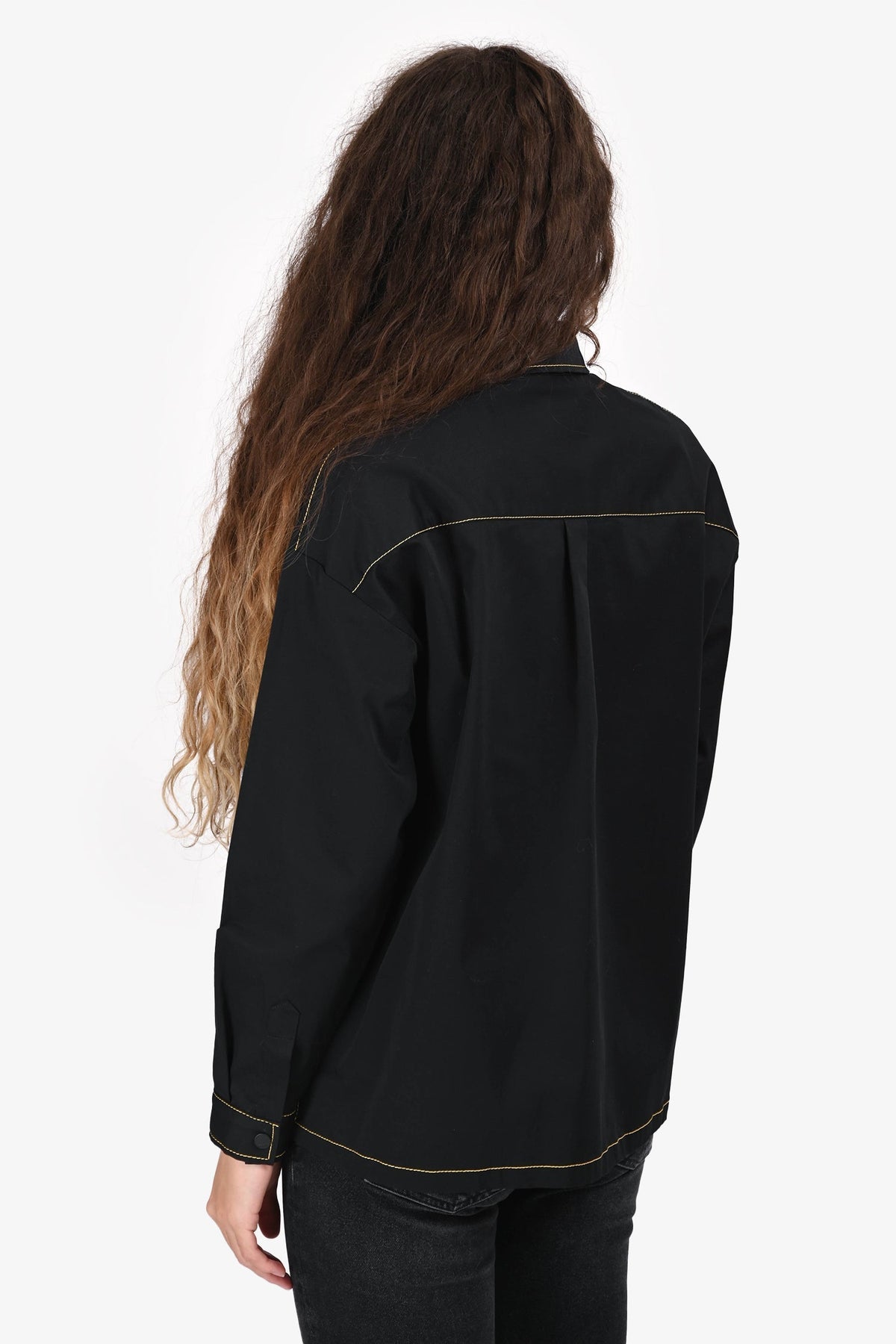 Fendi Black/Yellow Pocket Stitch Detail Button-Up Shirt Est. Size S Rovelle Bags