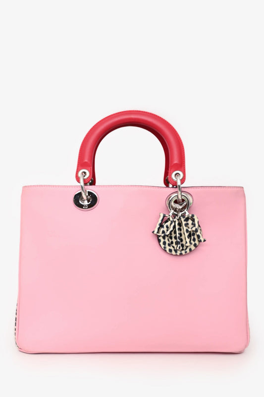 Christian Dior Pink Leather 'Diorissimo' Leather Tote With Strap And Pouch Rovelle Bags